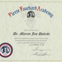Certyfikat Pierre Fauchard Academy Marcin Dolecki